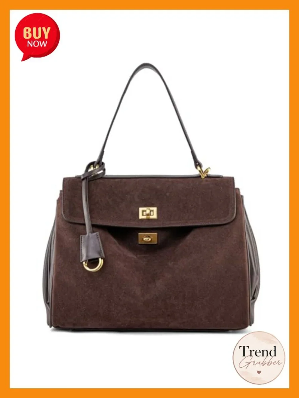 Suede & Leather Tote Bag, Soft Shoulder Handbag, Satchel Purse for Travel Work